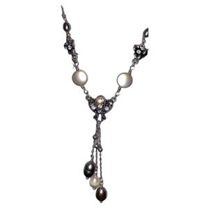 Lia Sophia Women’s  Black & White FW Pearls “Mid-Summer’s Night” Drop Necklace